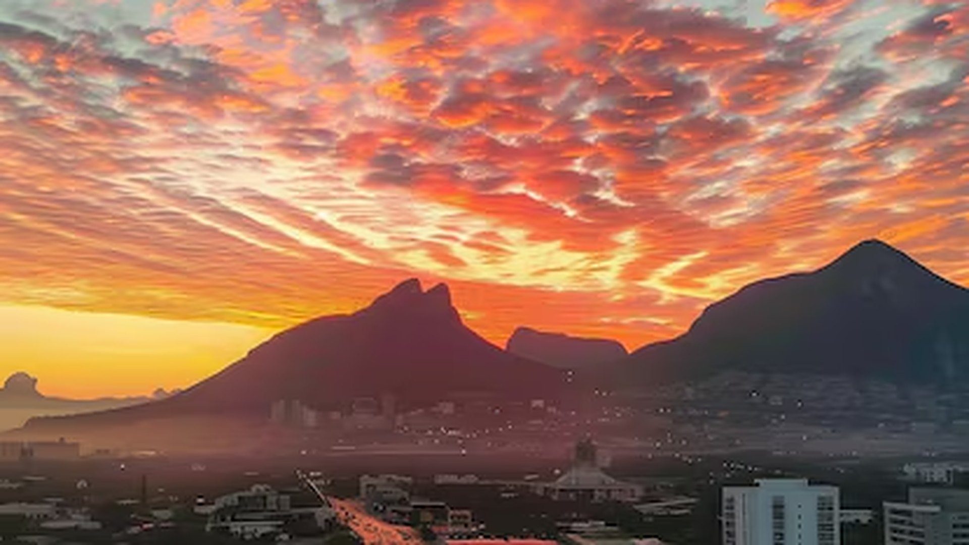 Sunset over the mountains of Monterrey