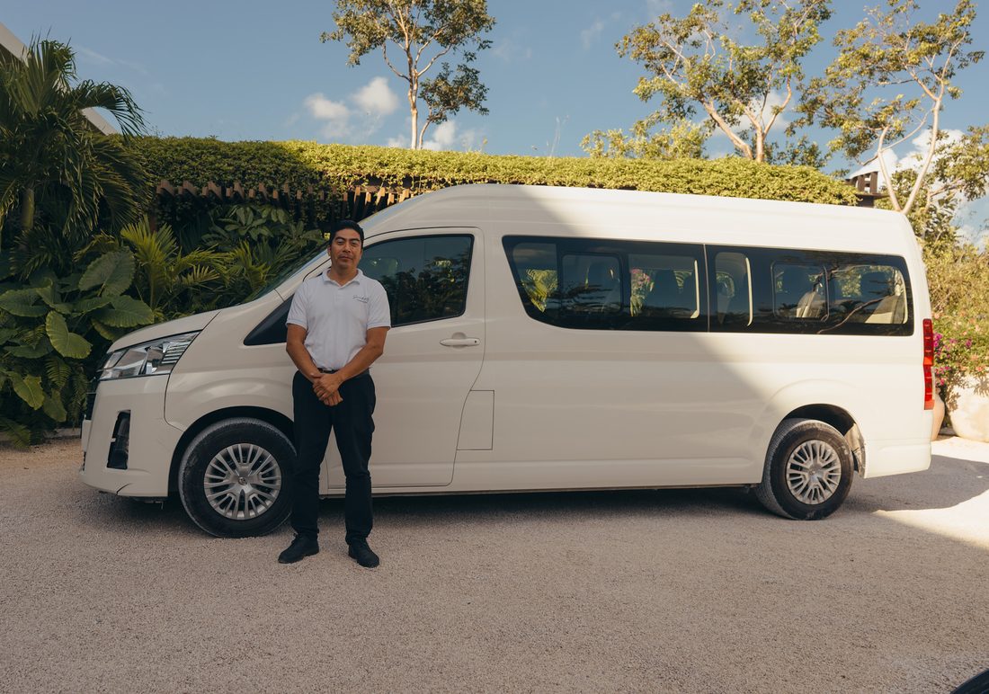Toyota Hiace private van with Ride Luxe chauffeur at a Riviera Maya resort